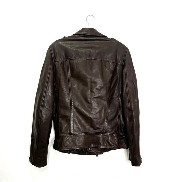 NEW $670 ALL SAINTS leather jacket VOLTAIRE BIKER ML025L OXBLOOD RED Brown - Picture 9 of 11